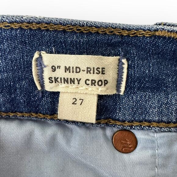 Madewell 9" Mid-Rise Skinny Crop Jean Button Front 27 Medium Wash Tencel AJ173 - Picture 7 of 13
